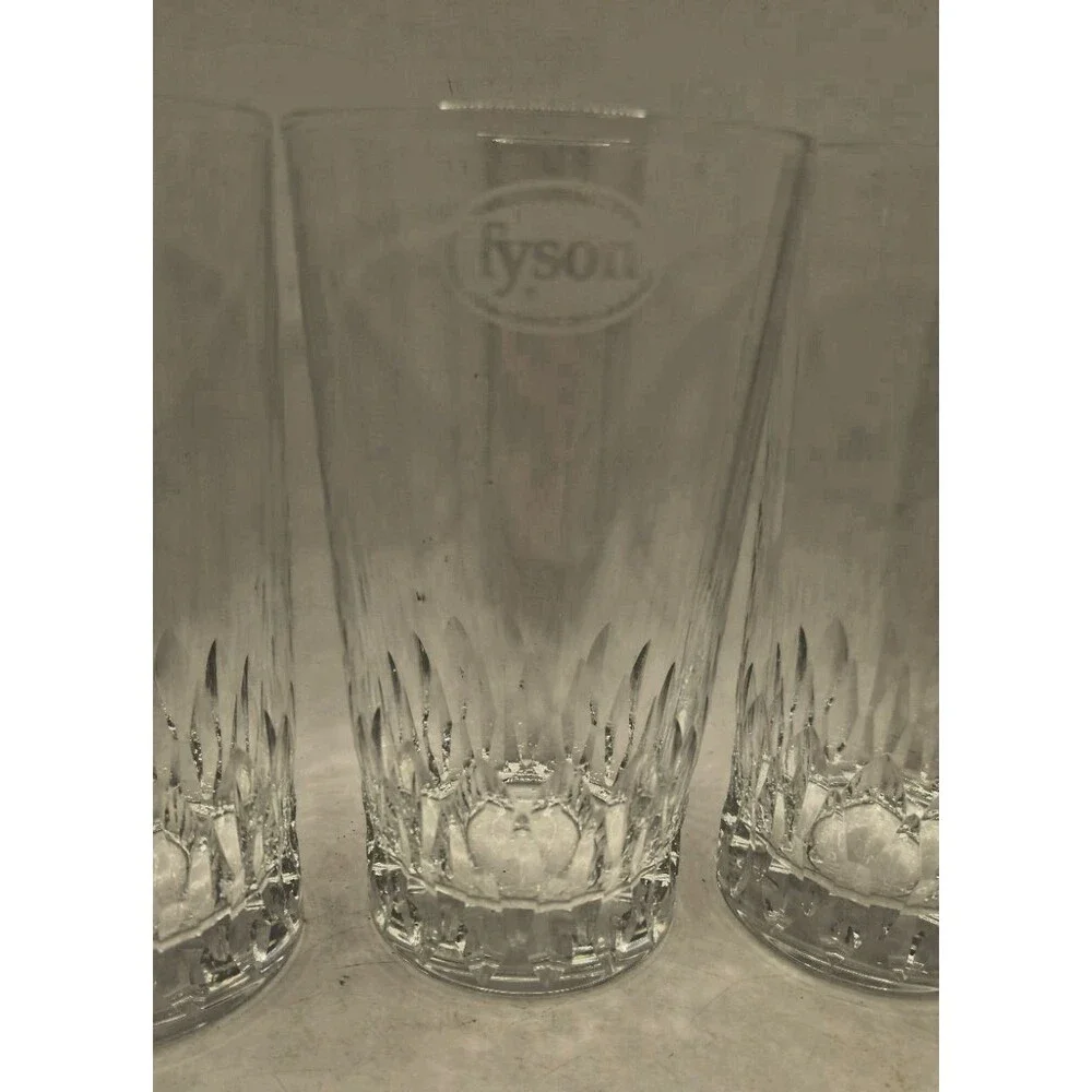 set of 4 TYSON Foods Crystal Glass Highball Glasses chicken arkansas cocktail